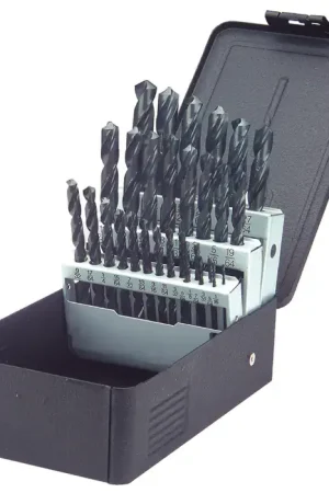 PRECISION TWIST DRILL 099977 1/16" to 1/2" by 64ths 118° Black Oxide High Speed Steel Jobbers Length Drill Set Sale