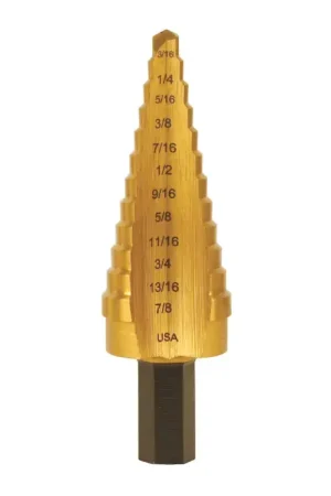 UNIBIT 3T 9 Hole Sizes, 1/4" to 3/4" by 1/16ths Hole Diam. Step Drill Special Discount