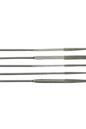 MDT HDSETD126 5 Piece 8-11/16" Diamond Pattern Needle File Set - Medium File, With Tang, Diamond coated Order Now