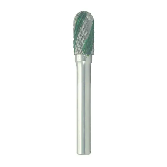 High Quality T&O 20-025-028 3/8" Carbide Rotary Bur - Cylindrical-Radius End, Straight Shank, Best for Steel