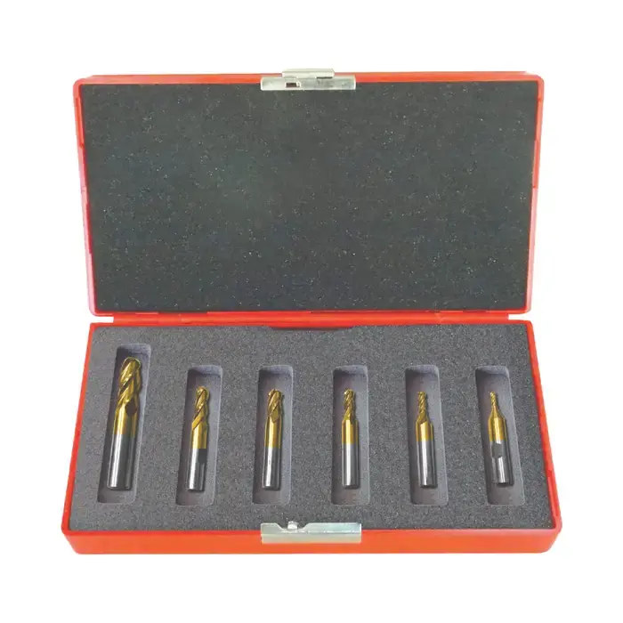 TTC B4TiN 1/8" to 1/2" Size, 4 Flute, Ball High Speed Steel End Mill Set Weekend Sale