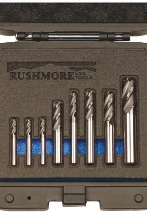 RUSHMORE USA 105802 1/16" to 1/2" Size, 4 Flute, Square End Solid Carbide End Mill Set Seasonal Sale