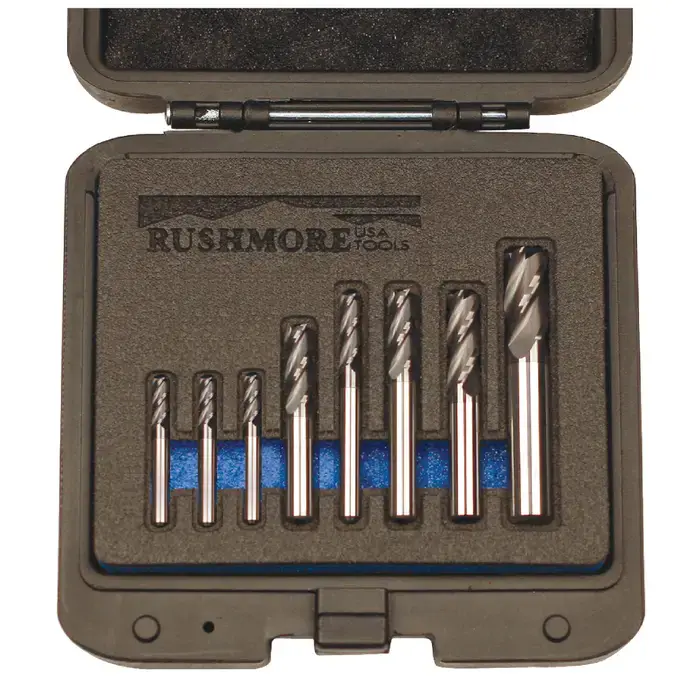 RUSHMORE USA 105802 1/16" to 1/2" Size, 4 Flute, Square End Solid Carbide End Mill Set Seasonal Sale