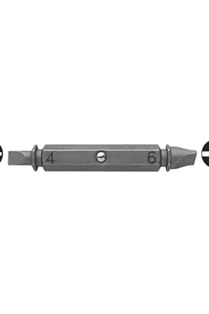 Save Now MEGAPRO F4D4-6 Double Ended Flat Slot Bit with ShaftLock Type, 4 & 6 Size Slotted Bit