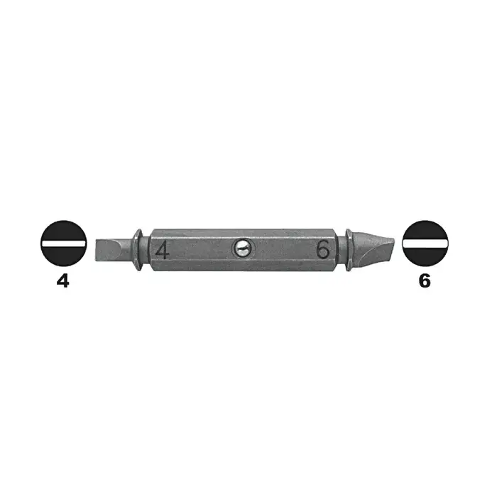 Save Now MEGAPRO F4D4-6 Double Ended Flat Slot Bit with ShaftLock Type, 4 & 6 Size Slotted Bit