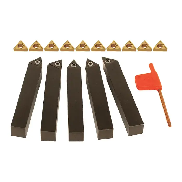 Budget TERRA CARBIDE - 5 Piece External Turning Set with Additional Inserts / Accepts TCMT3(2.5)_ Inserts / 10 Additional (AKUMA) TCMT3(2.5)1-MP1 CT25M Inserts / 3/4" Shank