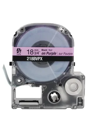 Budget EPSON 218BVPX 3/4" Width, 30‘ Length, Violet Black Print Color Labeler Tape