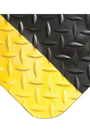 Fast Shipping WEARWELL 495.1516x2x3BYL 15/16" Thickness, 3‘ Length, Black With Yellow Borders Color Antifatigue Matting