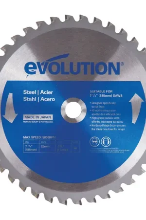 EVOLUTION 185BLADEST 7-1/4" Diameter, 40 Teeth Mild Steel Circular Saw Express Delivery
